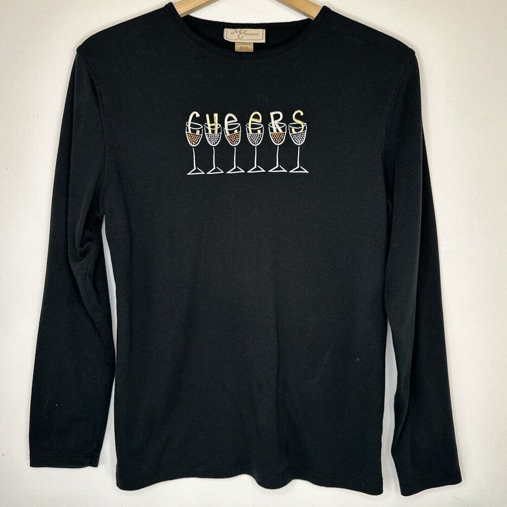 Women's Cheers from‎ ￼ Embellishments Cocktail Champagne Glasses T-Shirt Large